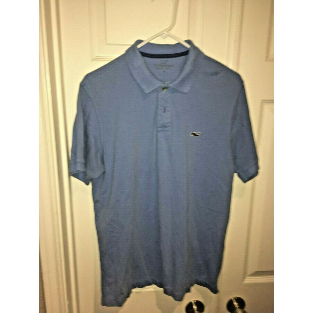Mens Vineyard Vines Whale Short Sleeve Blue Golf Polo Shirt Size Large
